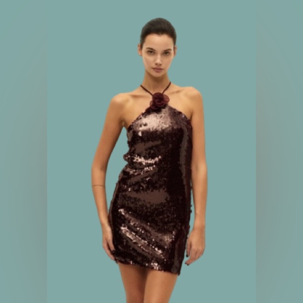 Elodie Strapless Sequin Mini Dress in Deep Wine